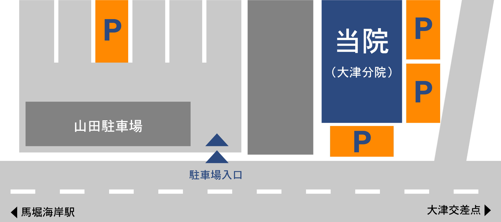 大津分院駐車場の地図